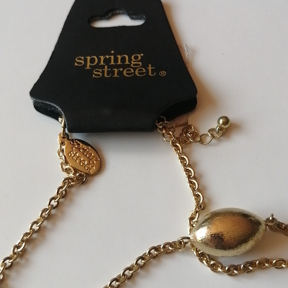 NWT Spring Street Gold Clear Rhinestone Necklace & Earrings - Picture 5 of 8